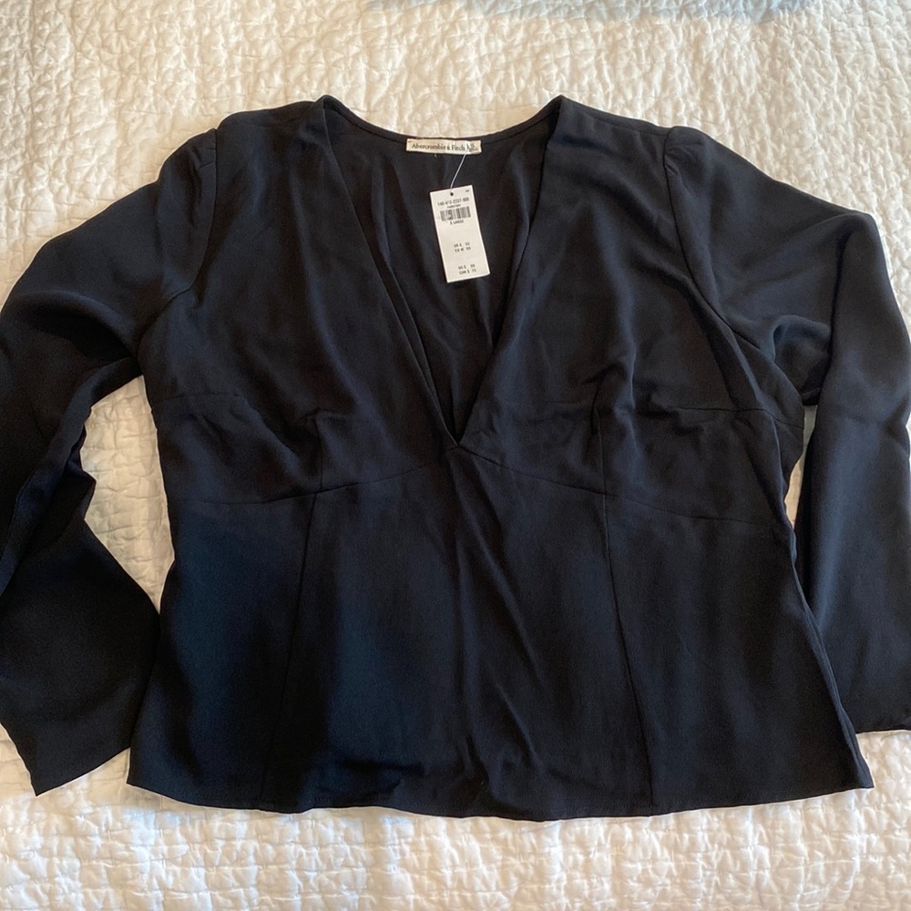 Black Abercrombie Long Sleeve V neck Top